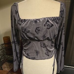 Lavender Moon Velour Striped Top
